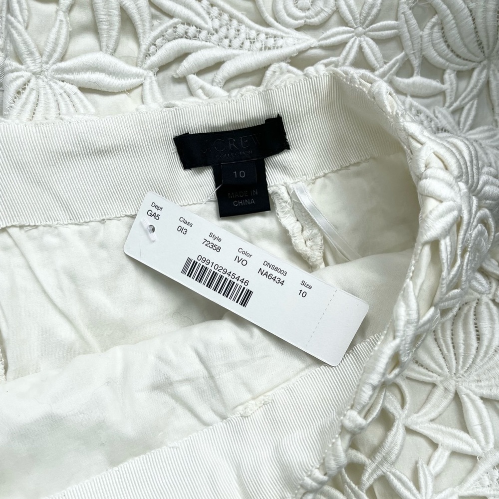 J. Crew Collection White Cotton Embellished Pencil Skirt Knee-Length - Picture 6 of 7